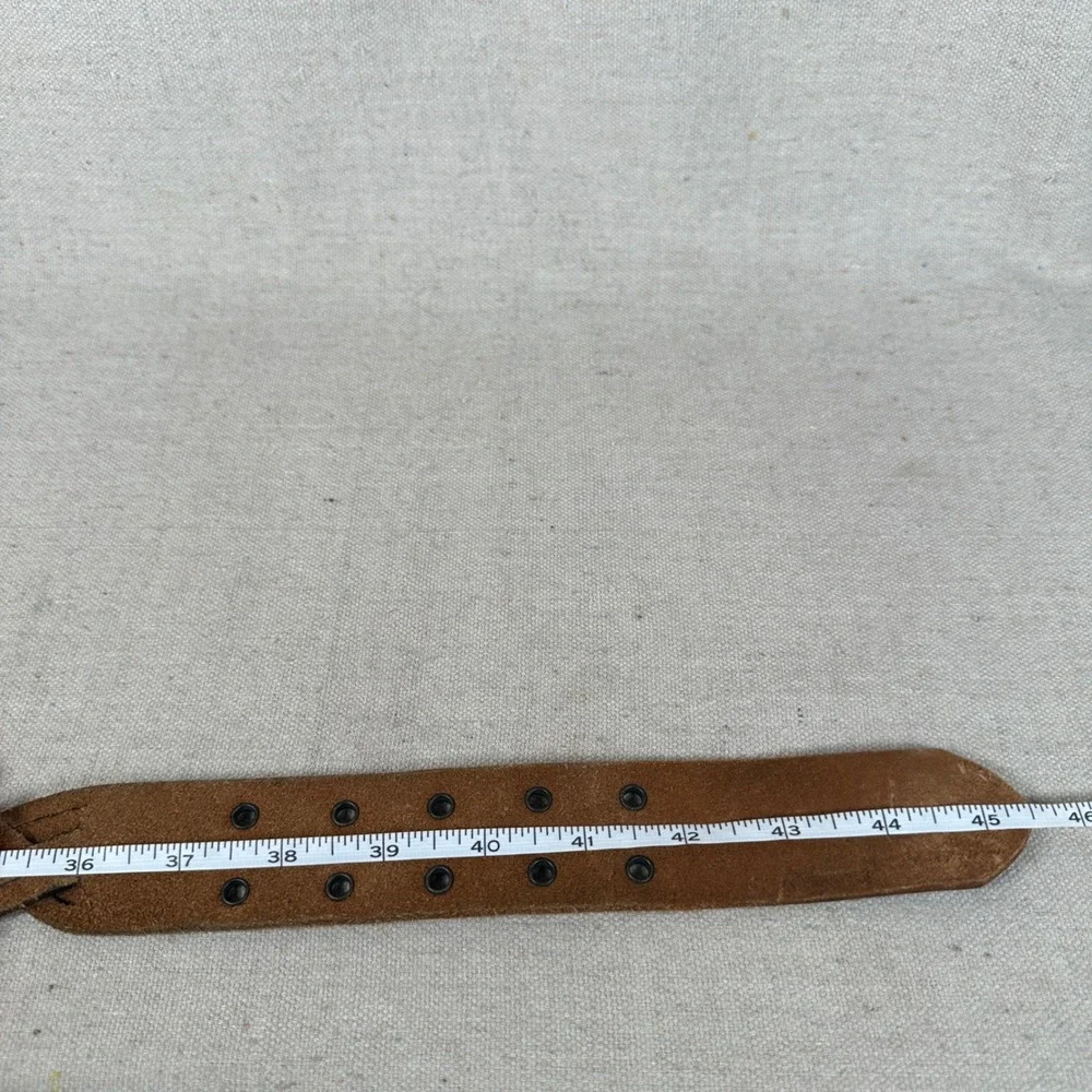 Vintage‎ Brown Braided Genuine Leather Belt XL Double Prong Buckle Wide Boho